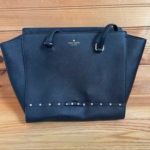 Kate Spade New York Laurel Way Jeweled Hadlee Black Leather Tote Bag